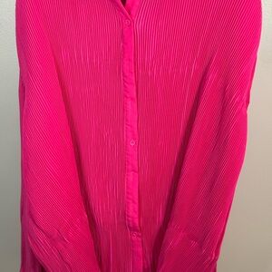 NWT PrettyLittleThing Hot Pink Pleated Blouse